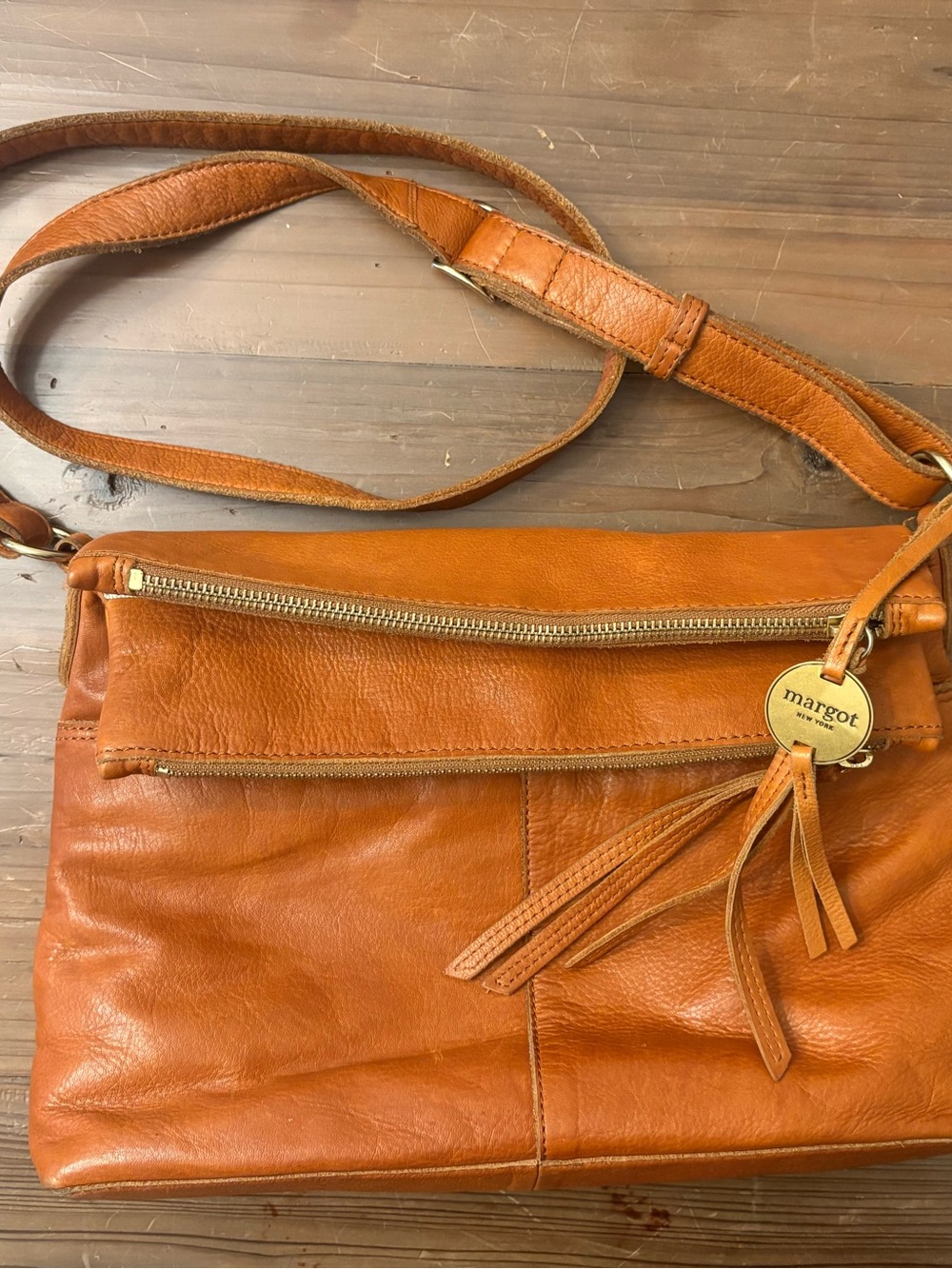 Margot Leather Mickey Double Zipper Crossbody Bag